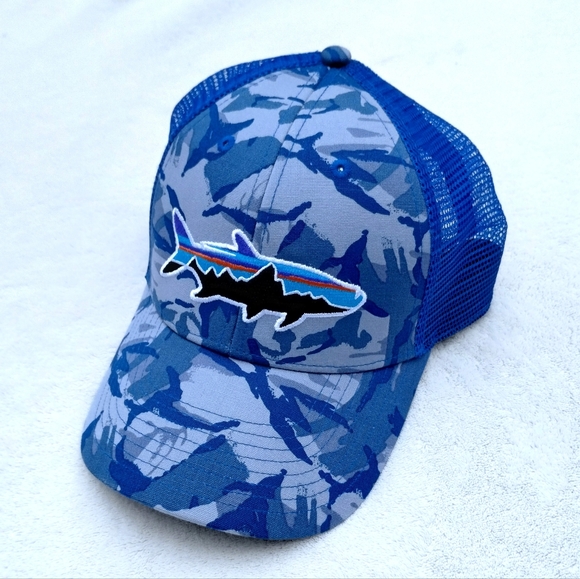 Patagonia Other - Patagonia Blue Camo Fitz Roy Trout Mesh Snap Back Hat Adult Unisex Gorpcore